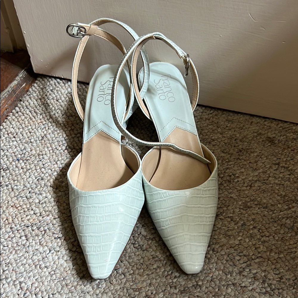 Franco Sarto Turquoise Croc-Embossed Heels